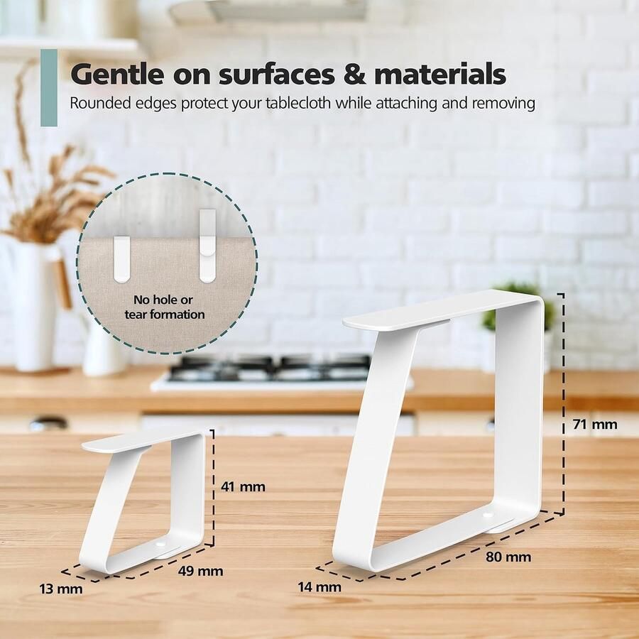 8 x tafelkleedklemmen 4 cm wit tafelkleedhouder van roestvrij staal voor binnen en buiten tafelkleedhouder gemakkelijk te wassen clips voor vele soorten tafels - Foto 2