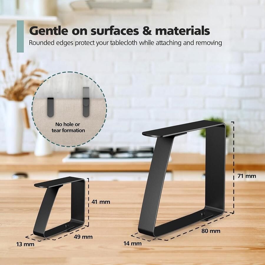 8 x tafelkleedklemmen 4 cm zwart – tafelklem van roestvrij staal voor binnen en buiten – gemakkelijk te wassen tafelkleedhouders – klemmen voor vele soorten tafels