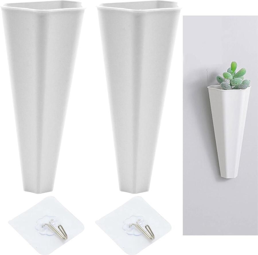 Wandvazen plantenbakken hangende bloempot decoratie 10 stuks wit vaas hangpot zonder gat plantenbakken kunststof wandpot wandbak bloempot voor vetplanten thuis kantoor tuin