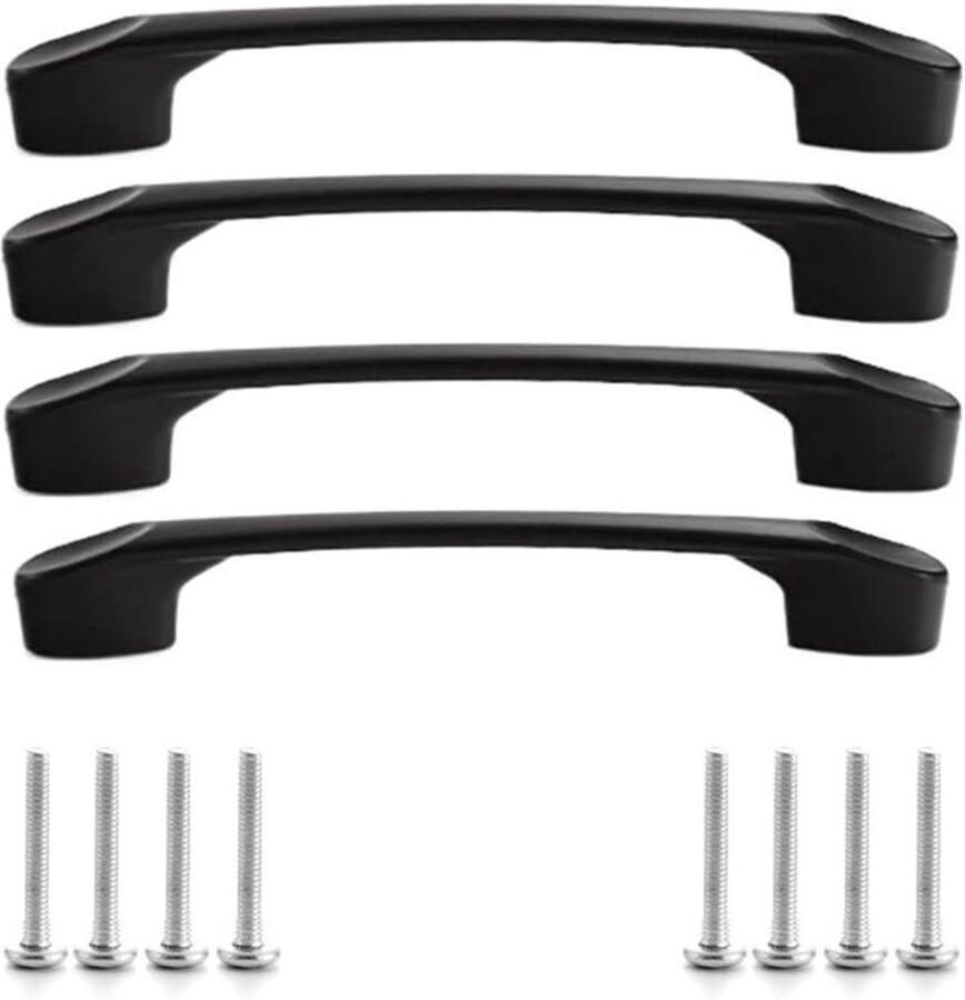 4 Zwarte Roestvrij Stalen Meubelgrepen Set van 4 Keuken & Kasten Deurgrepen Zwarte Handgrepen Modern Design Duurzaam Materieel
