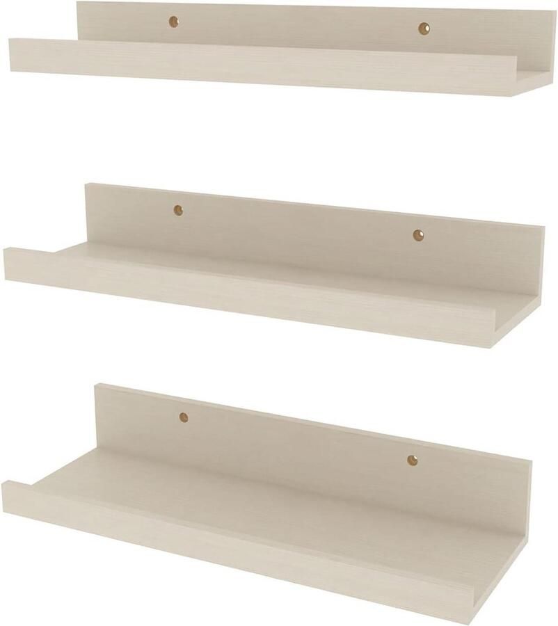 40 cm drijvende planken set van 3 houtnerf foto rand wandplanken voor badkamer slaapkamer keuken woonkamer romig wit bathroom shelf wood