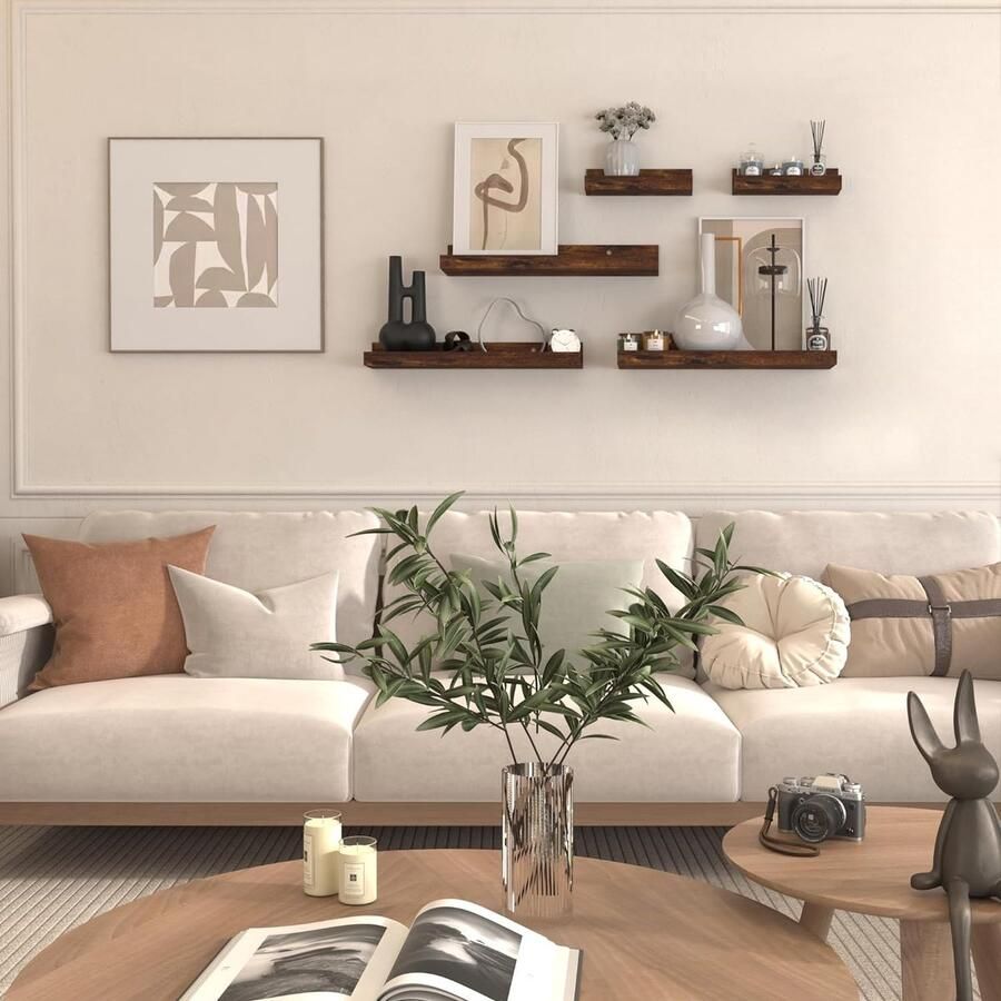 40 cm lang houten wandrek bruin klein zwevend rek fotolijst voor woonkamer keuken 5 stuks met verschillende maten