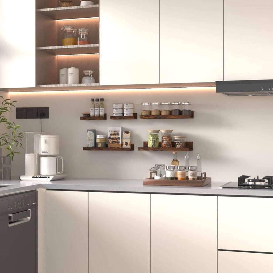 40 cm lang wandrek van hout bruin klein zwevend rek fotolijst voor woonkamer keuken kinderkamer slaapkamer of kantoor 5 stuks met verschillende maten