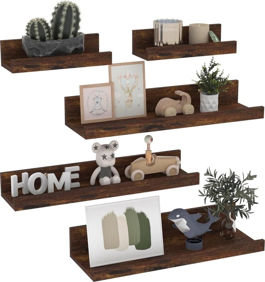 40 cm lang wandrek van hout bruin klein zwevend rek fotolijst voor woonkamer keuken kinderkamer slaapkamer of kantoor 5 stuks met verschillende maten