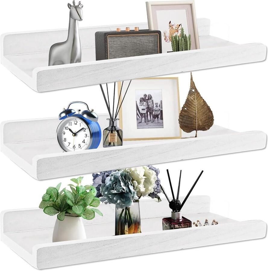 Wandrek set van 3 Zwevend rek Wit 40 cm