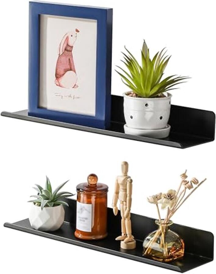 40 cm Zwarte Floating Shelves Zelfklevende Wandplank Set voor Woonkamer Slaapkamer Badkamer en Keuken