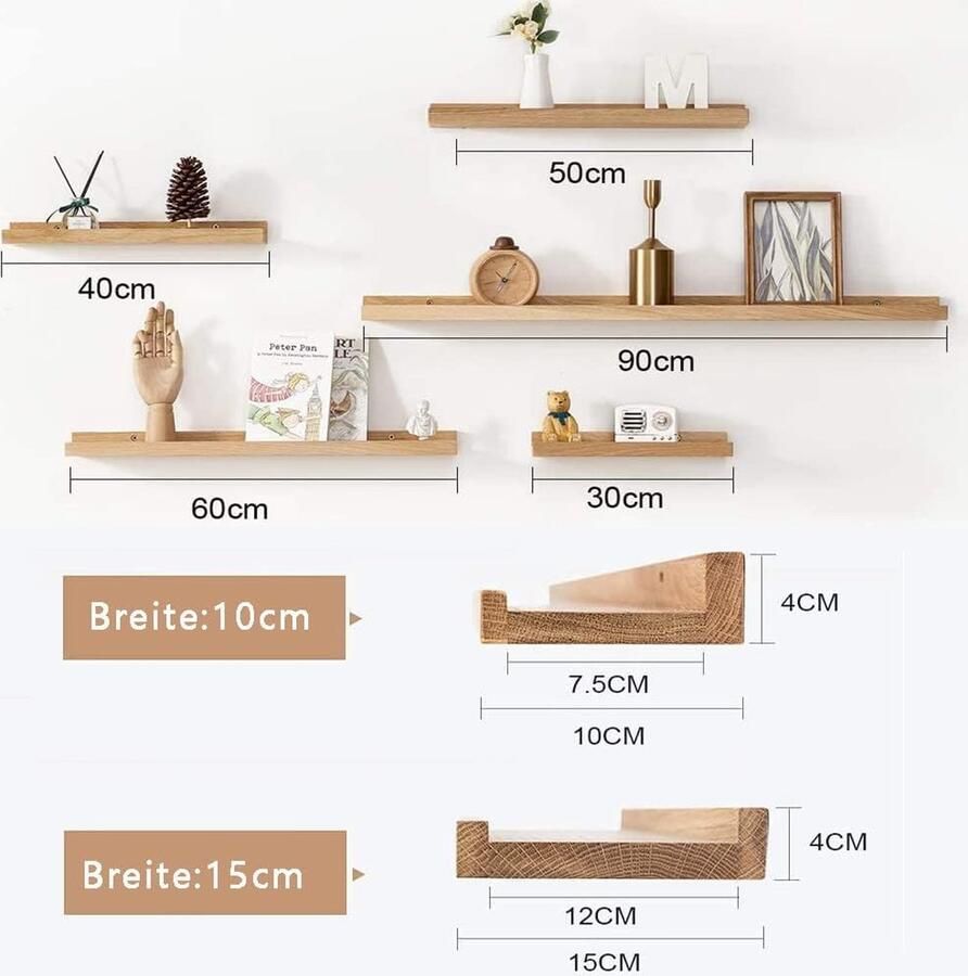 Drijvende plank 36 inch massief eikenhout rustieke wandmontage foto Ledge plank met lip ontwerp radiator plank display wandplanken voor woonkamer slaapkamer badkamer