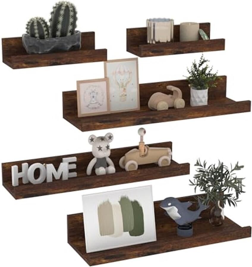 40 cm zwevend wandrek 5-delig set van houten planken voor woonkamer keuken kinderkamer slaapkamer en kantoor