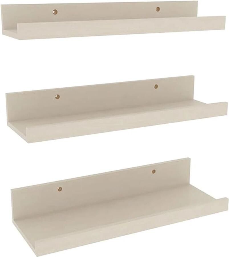 40 cm zwevende planken set van 3 houtnerf foto rand wandplanken voor badkamer slaapkamer keuken woonkamer romig wit