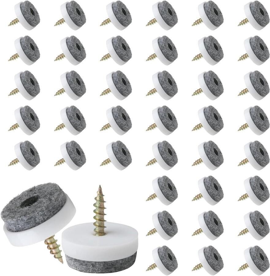 40 Pack of 22 mm Felt Screw Glides for Furniture Robust and Quiet Protection for Parquet Tiles Storage Box Included
