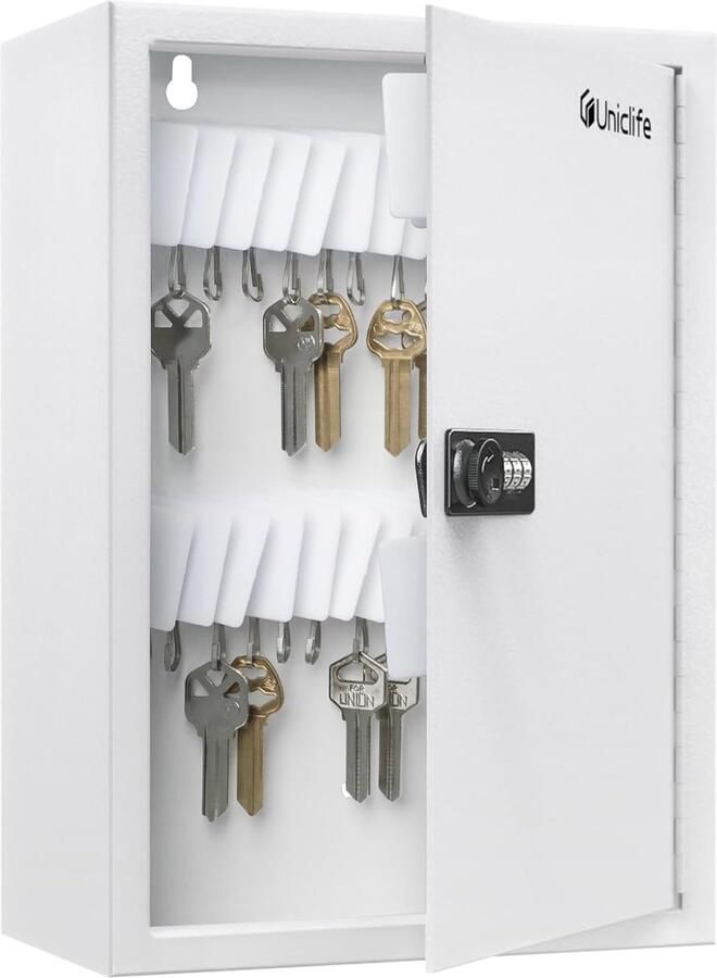 40 Position Slot Key Cabinet met Combinatieslot Resetbaar Witte Digitale Beveiligingsopslag Stalen Sleutelorganizer met Slotrekken en Permanente Pen