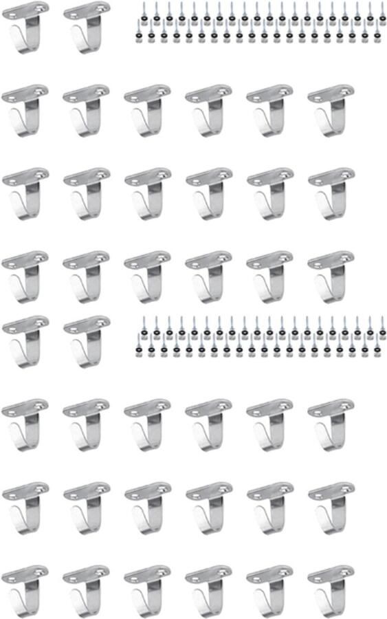 40 stuks plafondhaken Plafondhaak Ophanghaken Kledinghangers Muurhaak Kledinghaak 3.5*3.5*1.5 cm zilver RVS met decoratieve doppen en schroeven voor badkamer Keukenkast en Plafond