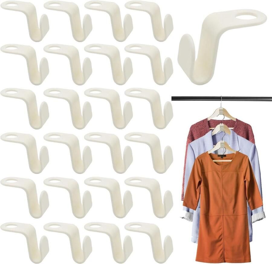40 stuks Ruimtebesparende Kleerhangers met Verbindingshaken voor Kledingkasten Wit