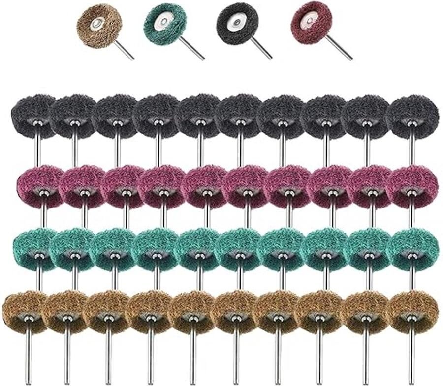 40 stuks schurende wielen 1 (25mm) schurende polijsten wielen set voor roterende gereedschap-1 8 (3 mm) schacht