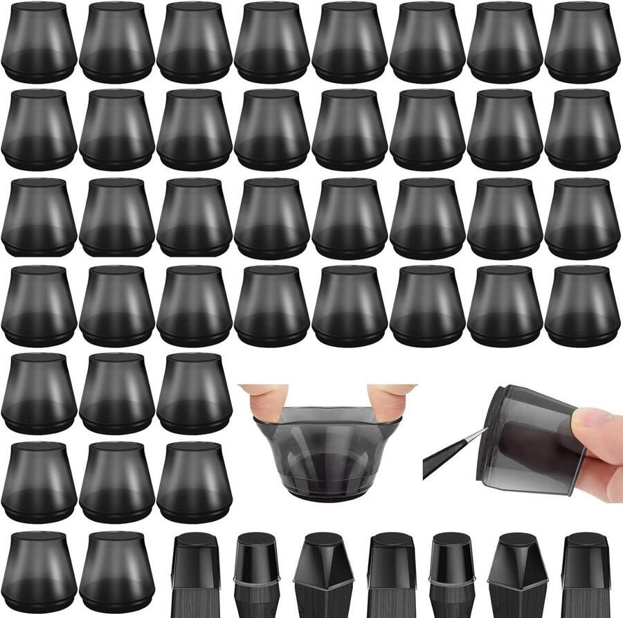 40 stuks Siliconen Stoelpootbeschermers Transparant Geschikt voor 21-30 mm Meubelbescherming Stoelpootdoppen met Viltpads stoelpootbeschermers