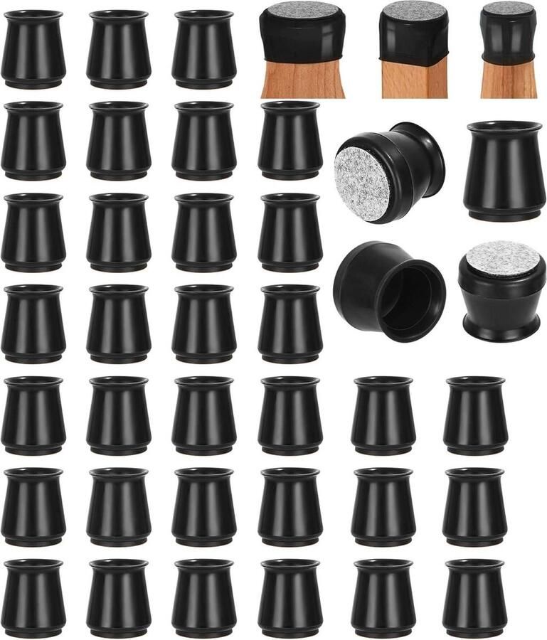 40 stuks stoelpootdoppen diameter 15-25 mm viltdoppen voor stoelen siliconen beschermkap ronde stoelpootbeschermers viltdoppen voor harde vloeren stoelpootbeschermers