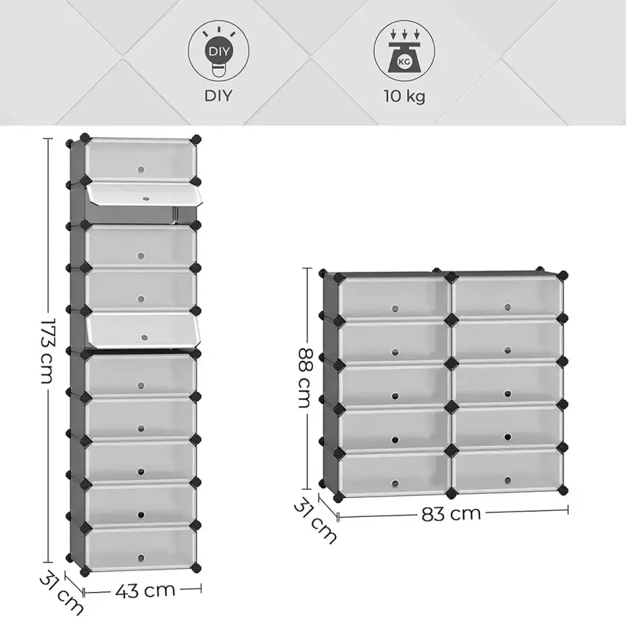 40 x 30 x 17 cm Schoenenrek schoenenkast voor het opbergen van schoenen ruimtebesparend voor veel paar schoenen
