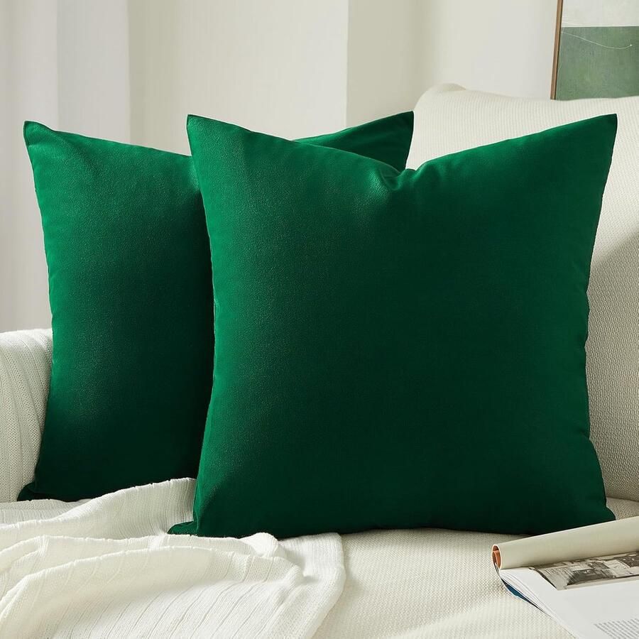 40 x 40 cm Donkergroene Kussenhoes Set van 2 Velvet Kussenhoezen Decoratieve Kussens voor Bank Bed Woonkamer Slaapkamer