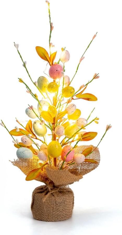 40cm Pasen Eieren Boom met Lichten Kleurrijke Tak Boom Pasen Tafel Decoraties voor Thuis