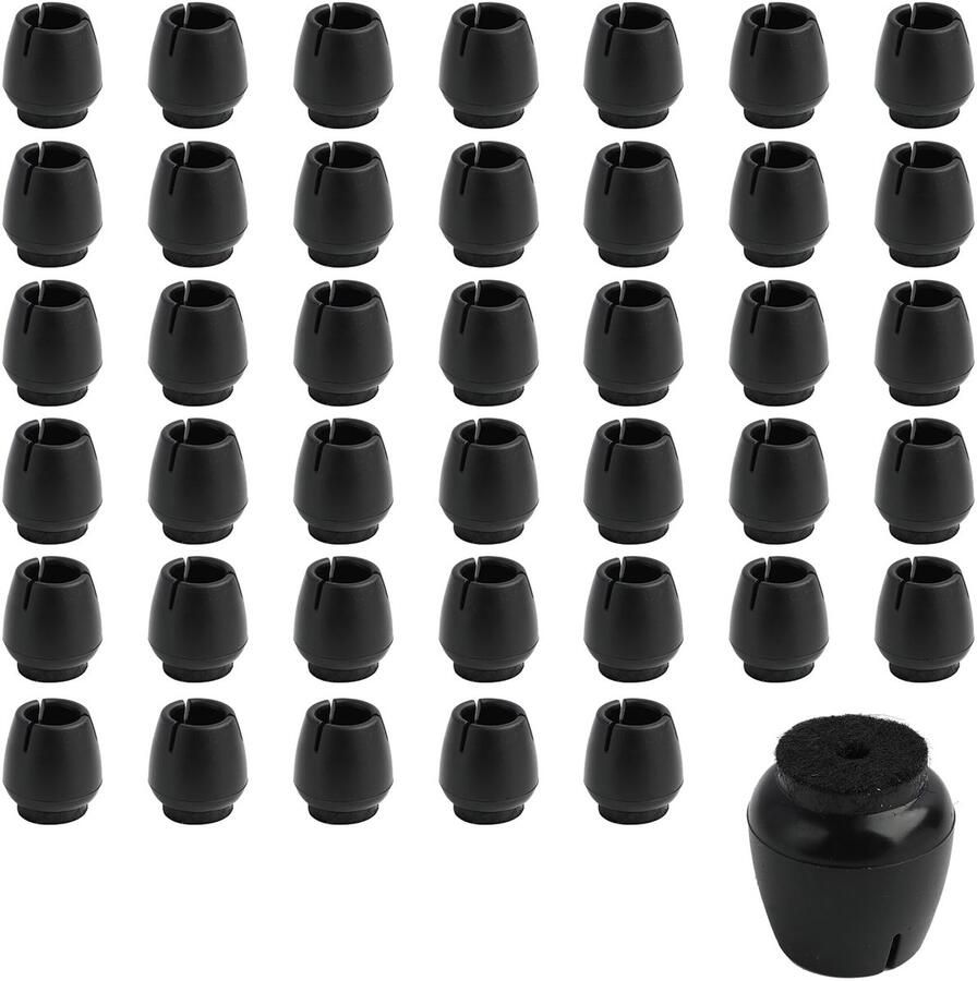 40Pcs Chair Leg Protection Silicone Pads Round Chairs Chair Legs Floor Protection Suitable for 12-16mm Round Legs for Tables Chairs and Office Furniture Black