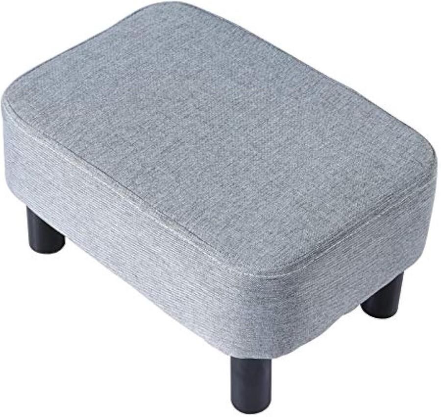 42 cm voetenbank rechthoekige poef met stabiele houten poten moderne linnen stoffen voetsteun voetenbankje om schoenen te verwisselen voor woonkamer gewatteerde zitting voor slaapkamer lichtblauw HD-HRF-BD214