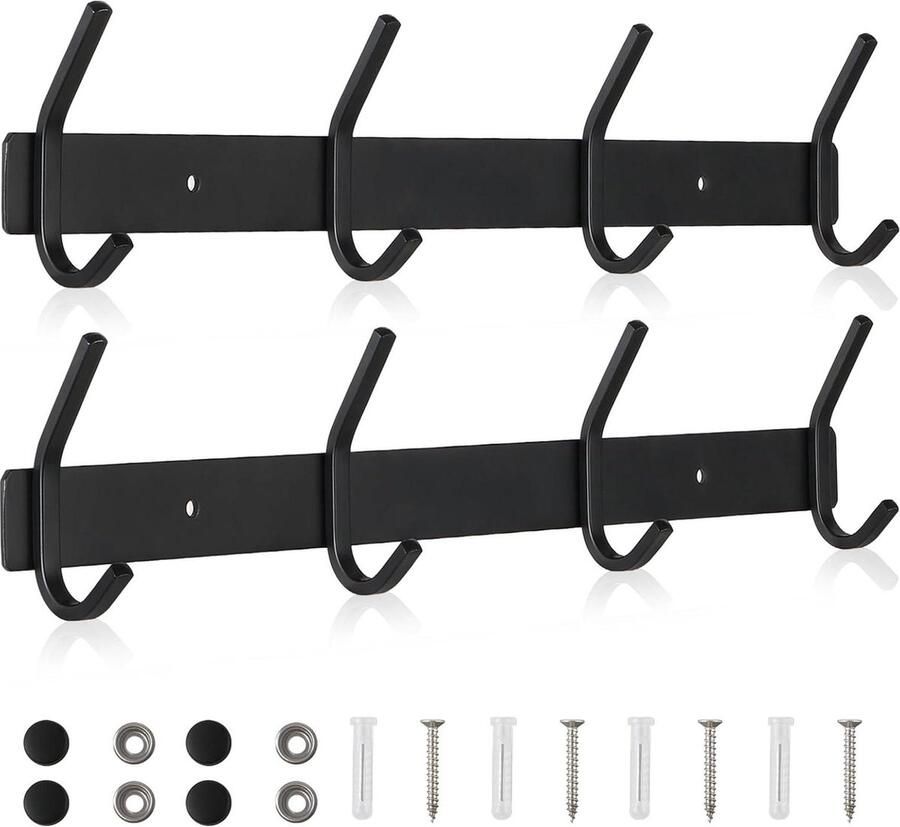 43cm Roestvrij Muur Mount Kapstok met 4 Haken Gangen Badkamers Slaapkamers Ca.40 kg Belastbaar