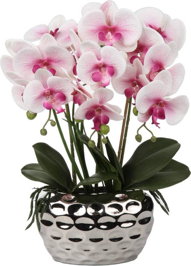 44CM Kunstorchideeën Phalaenopsis Kunstbloemen zoals echte decoratieve orchidee Bonsai Kunstplant Arrangement in keramische pot voor tafel Woonkamer Woondecoratie Decoratie