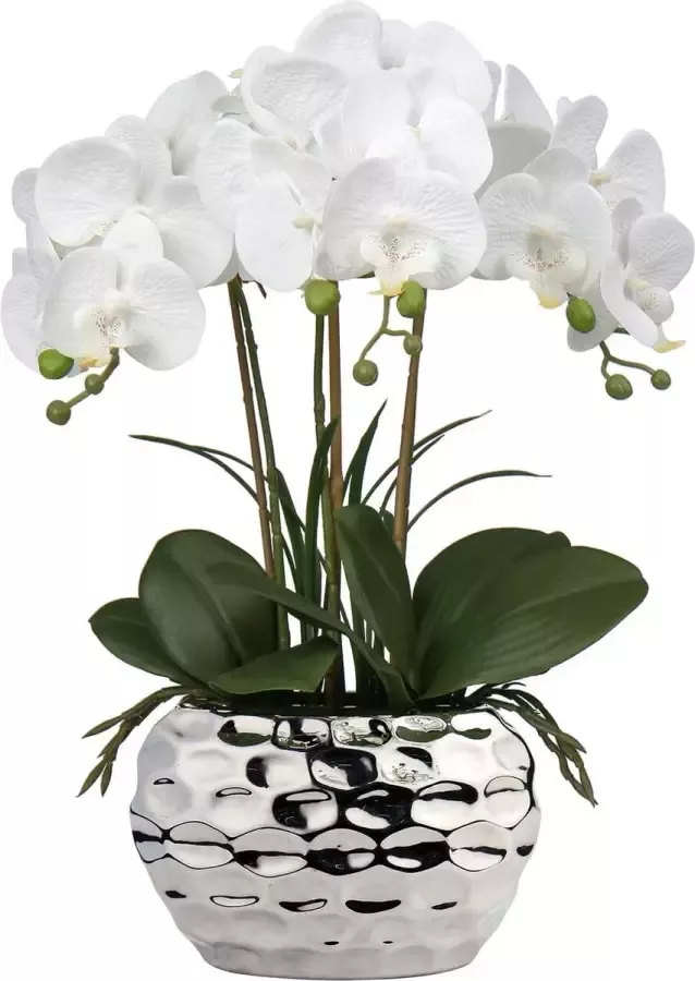 44CM Kunstorchideeën Phalaenopsis Kunstbloemen zoals echte decoratieve orchidee Bonsai Kunstplant Arrangement in keramische pot voor tafel Woonkamer Woondecoratie Decoratie - Foto 3