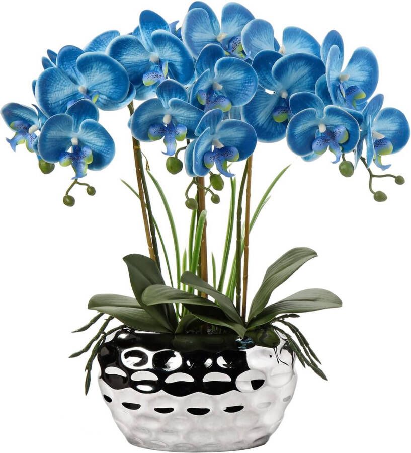 44 cm Kunstorchideeën Phalaenopsis Kunstbloemen zoals echte decoratieve orchideeënbonsai Kunstplantenarrangement in keramische pot voor tafel Woonkamer Woondecoratie Decoratie