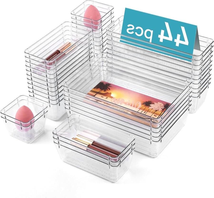 44 Pack Lade Organizer Bureau en Make-up Opbergbakken voor Slaapkamer en Keuken