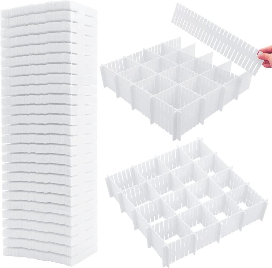 45 stuks verstelbare ladeverdelers Opruimen van rommelige kleding sokken make-up dressoir keukenwit