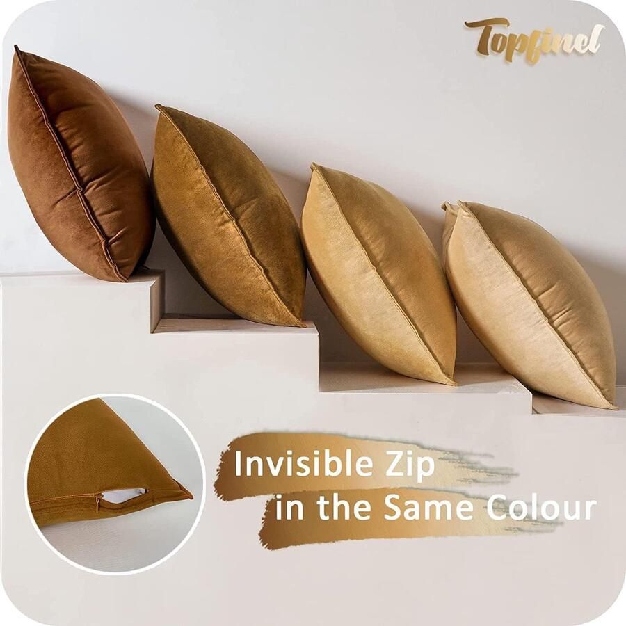 45 x 45 cm Velvet Kussenhoezen Set van 4 Bruine Gradient Kussenhoezen voor Bank Decoratieve Kussens voor Woonkamer en Kinderkamer