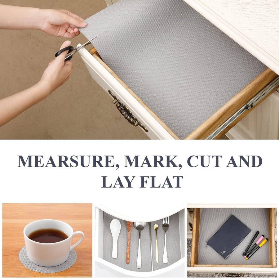 45cmx150cmx3 Stuks Plankvoeringen Lijmvrij Keukenkast Lade Matten EVA Antislipmatten Waterdichte Wasbare Koelkast Matten Meubelbeschermer Plastic Bedekking (Lichtgrijs Punt)