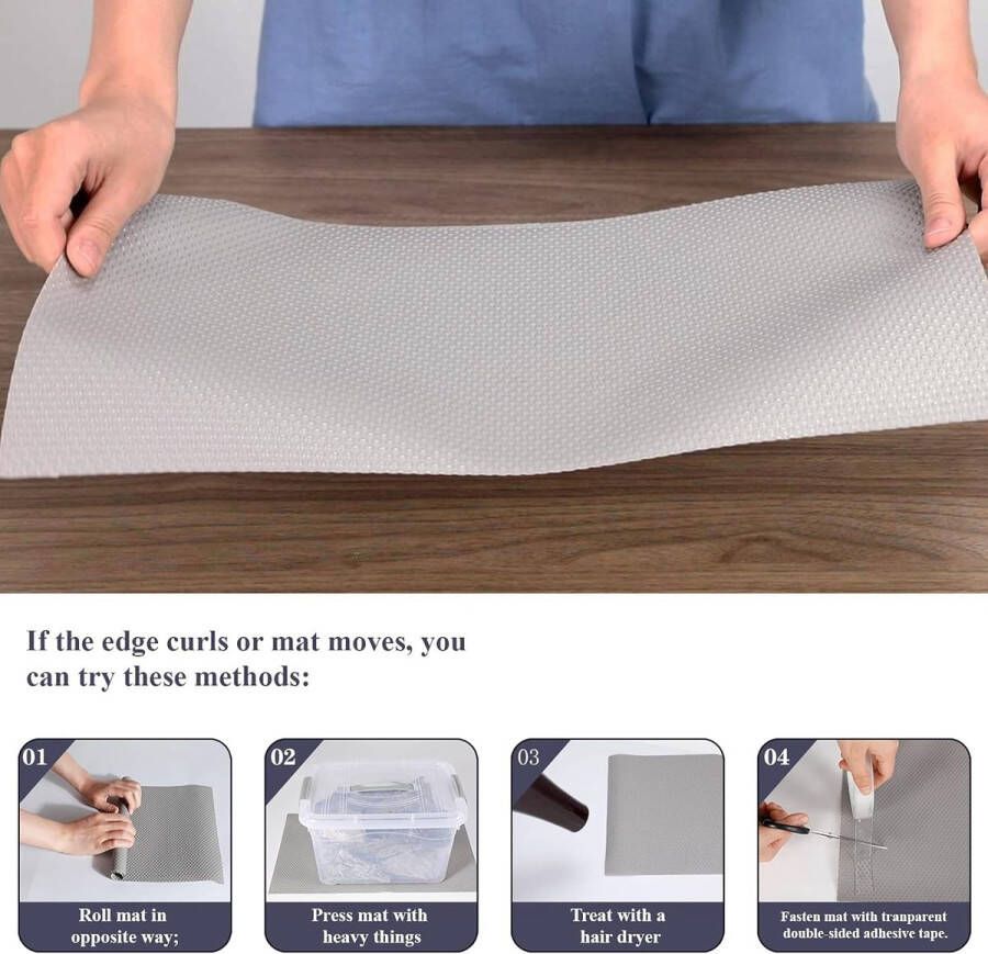 45cmx300cm Plankvoeringen Lijmvrij Keukenkast Lade Matten EVA Antislipmatten Waterdichte Wasbare Koelkast Matten Meubelbeschermer Plastic Bedekking (Lichtgrijs Punt)