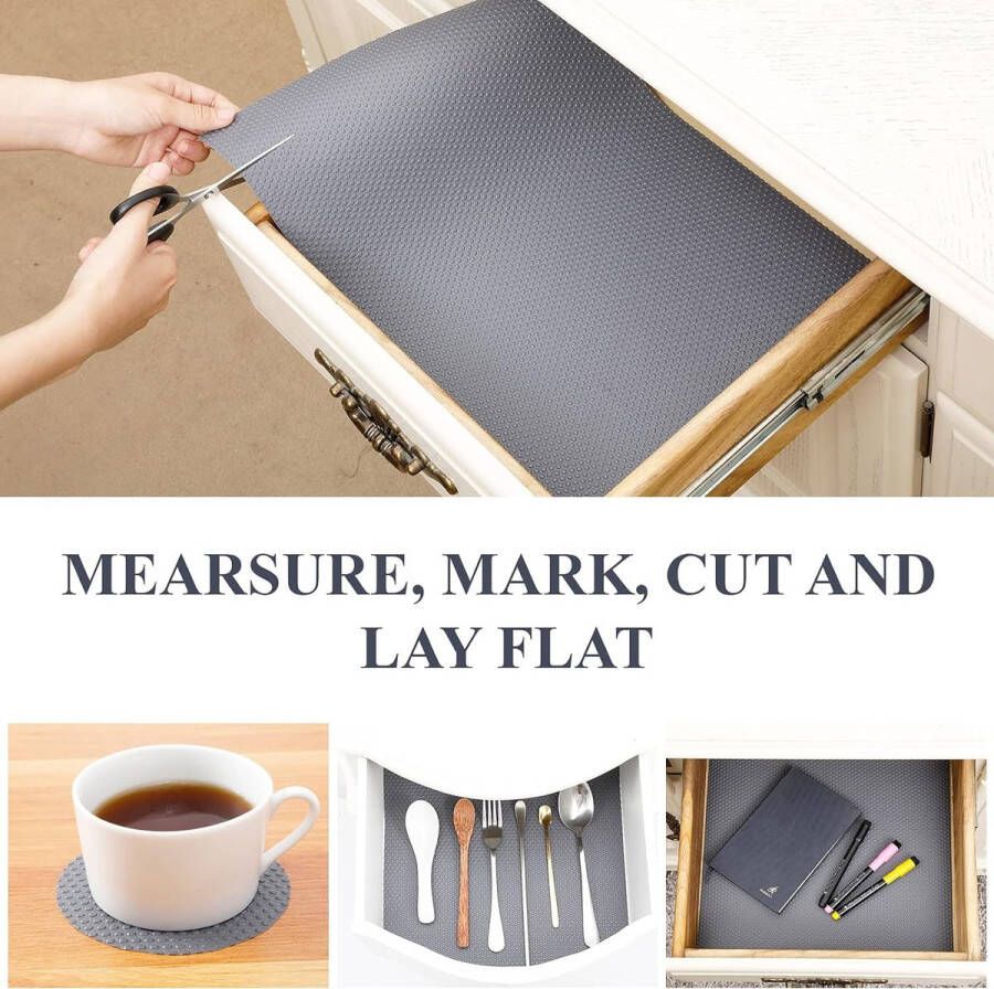 45cmx500cm Plankvoeringen Lijmvrij Keukenkast Lade Matten EVA Antislipmatten Waterdichte Wasbare Koelkast Matten Meubelbeschermer Plastic Bedekking (Donkergrijs Punt)