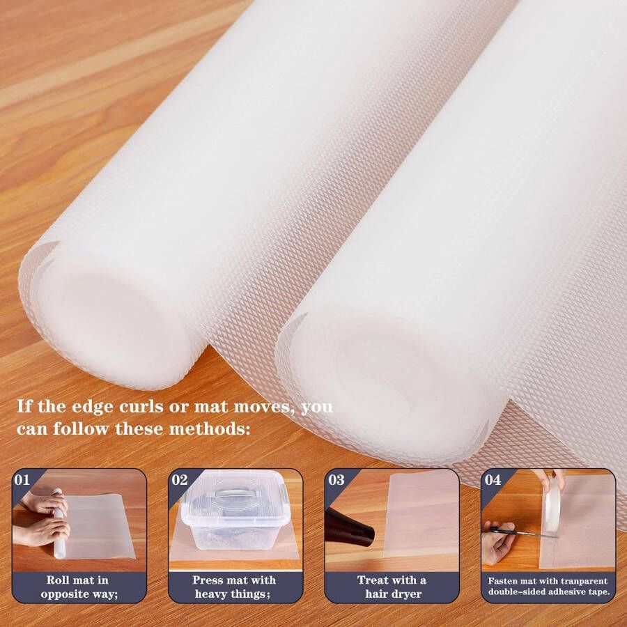 45cmx500cm Plankvoeringen Lijmvrij Keukenkast Lade Matten EVA Antislipmatten Waterdichte Wasbare Koelkast Matten Meubelbeschermer Plastic Bedekking (Transparant Diamant)