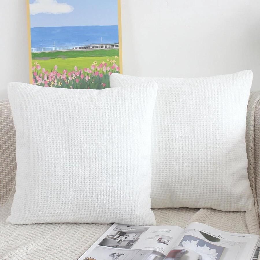 45x45 Pluizig Chenille Kussenhoes Set Van 2 Esthetisch Sofakussen Decoratief Kussen Woonkamer Bank Kussenslopen Buitenbalkon
