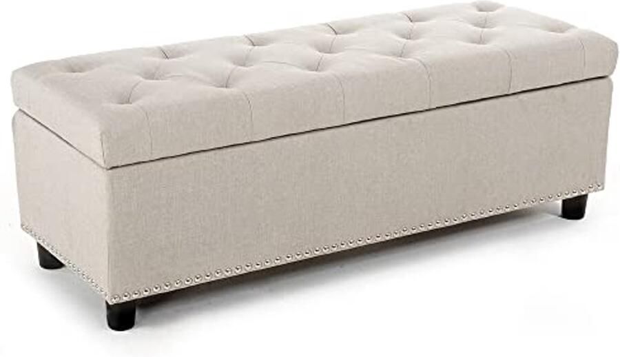 48 Inch Rechthoekige Opbergbank met Voetsteun en Stilt ontwerp