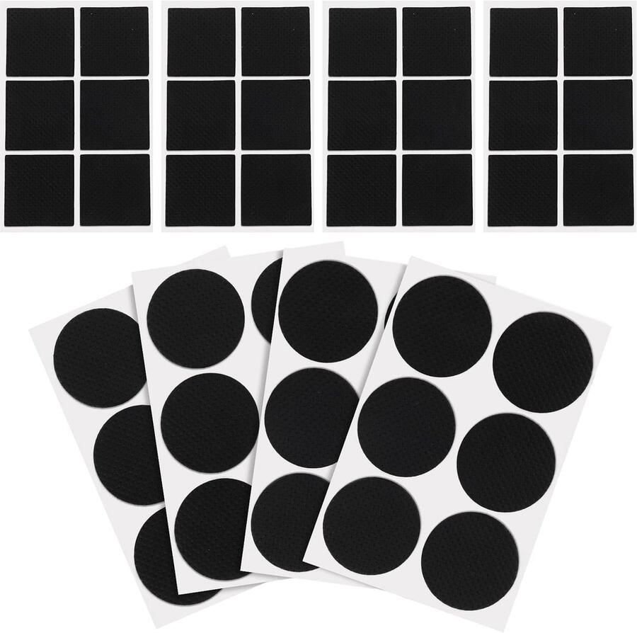 48 stuks Antislip Meubelpads 46mm Viltjes stoelpoten Zelfklevende Rubberen Pads Voor Bescherming Van Vloeren en Meubels Vloerbeschermer Anti-slip stoelpoot Rond Vierkant Zwart
