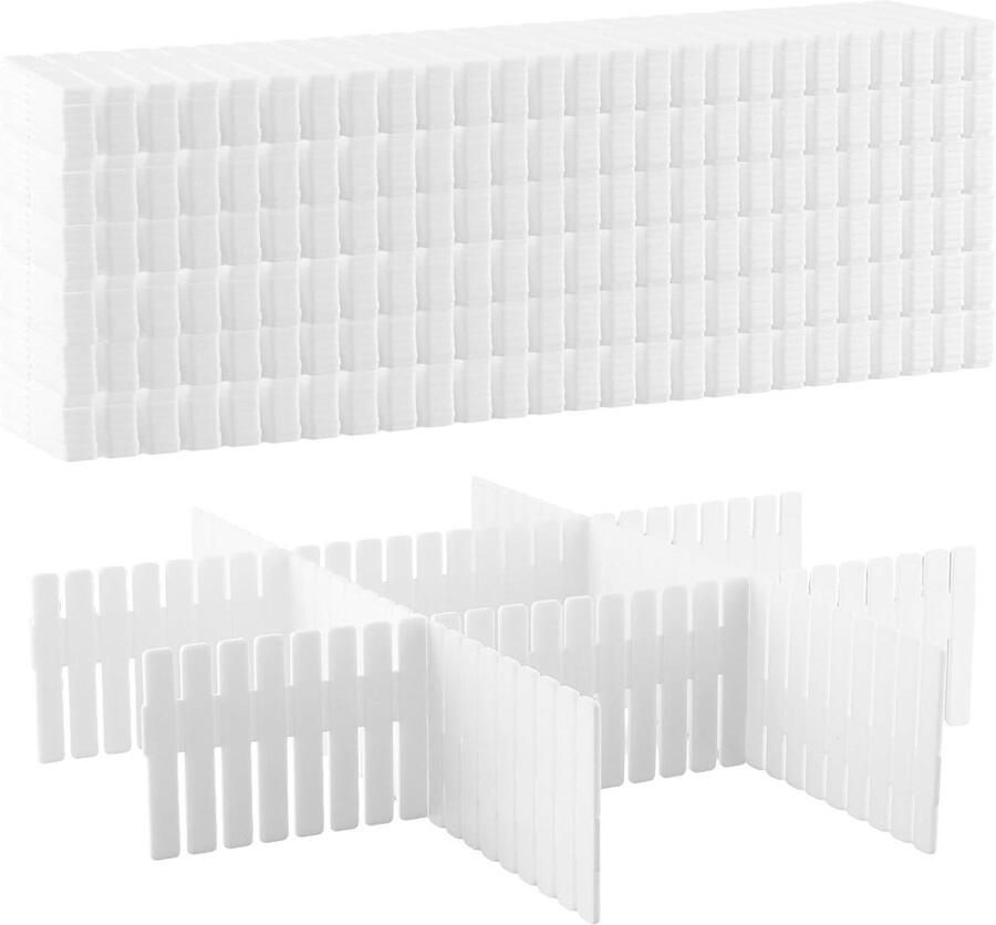 48 stuks verstelbare ladeverdelers wit 32 x 7 cm Organizers voor sokken ondergoed cosmetica Ideaal voor slaapkamer en kantoor