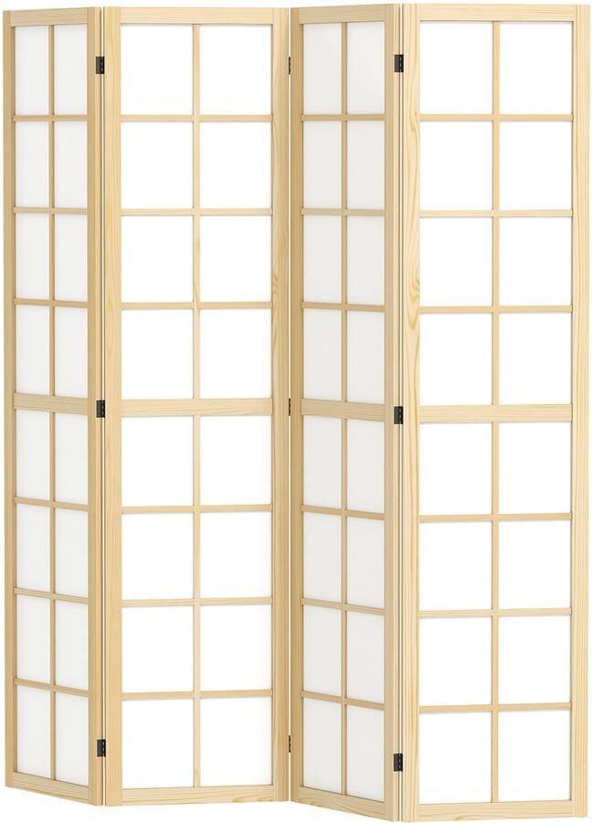 Vouwscherm 4-delig 160 x 170 cm kamerverdeler opvouwbare kamerverdeler privacyscherm voor woonkamer natuurlijk - Foto 2