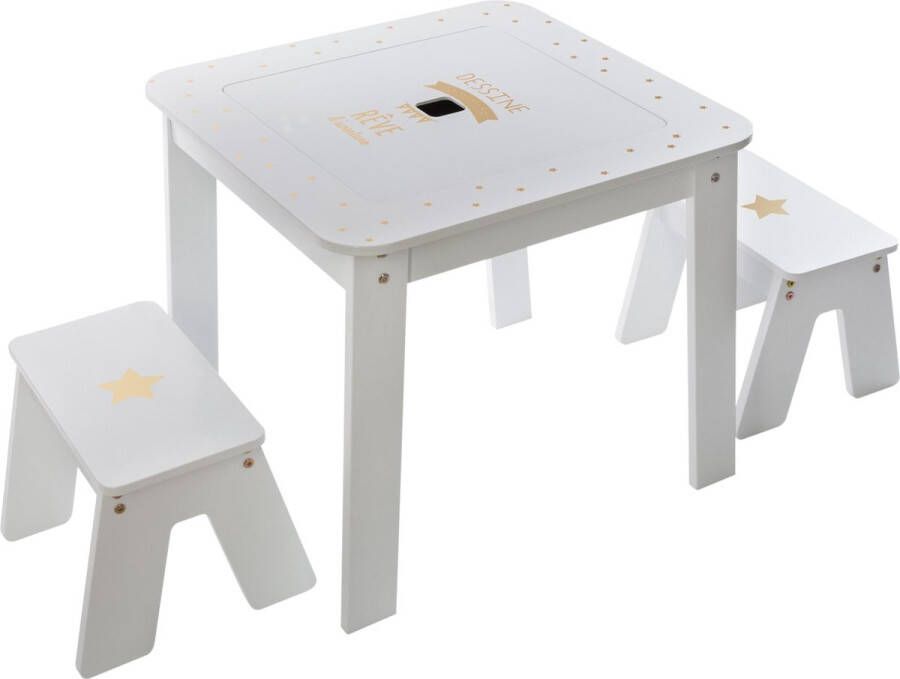 4goodz Girl 3-delige set Kindertafel met Stoelen 57x57x51cm Wit