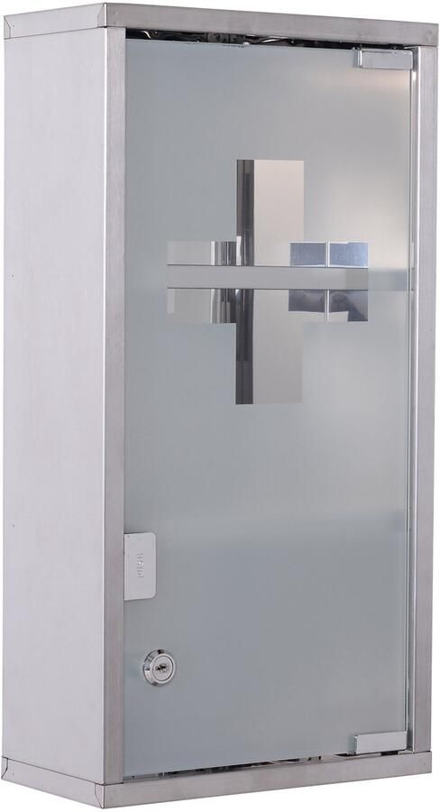 4goodz Medicijnkastje EHBO-kastje met slot RVS 12x25x48 cm
