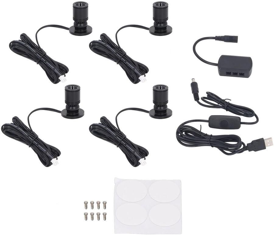 4Pcs 5V USB Mini Spotlight LED Display Spot Lighting with a 6.6 Feet Long Cable for Room Decorative Lighting Cabinet Display (Warm Light 3000K)