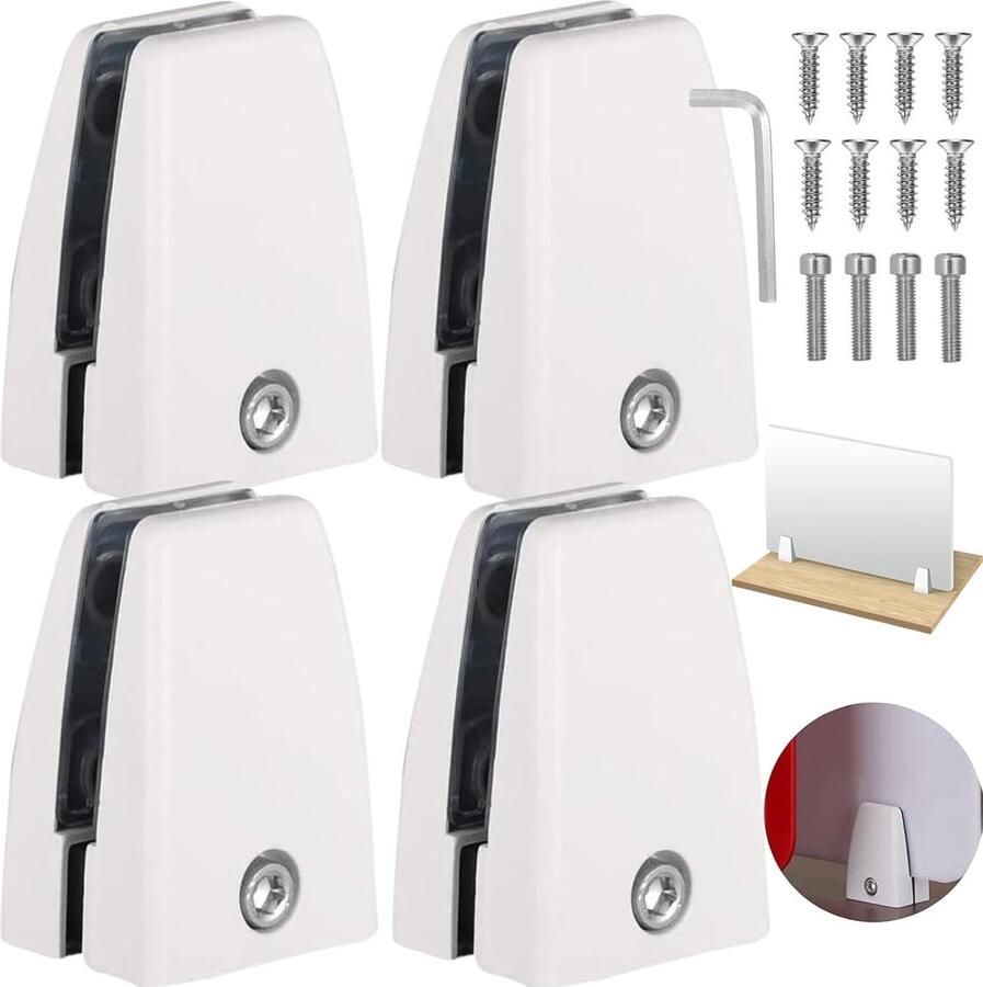 4Pcs Baffle Clip Desk Divider Clamp Screen Panel Clamps Glass Clamp voor Badkamer Voor Spiegels Glas Dakbedekking Plankdragers