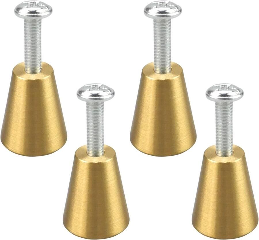 Allecto Plus Gouden messing ladeknoppen 4 stuks met schroeven Meubelknoppen voor kledingkast en ladekast Decoratieve meubelknoppen voor badkamer Diameter van 20 mm