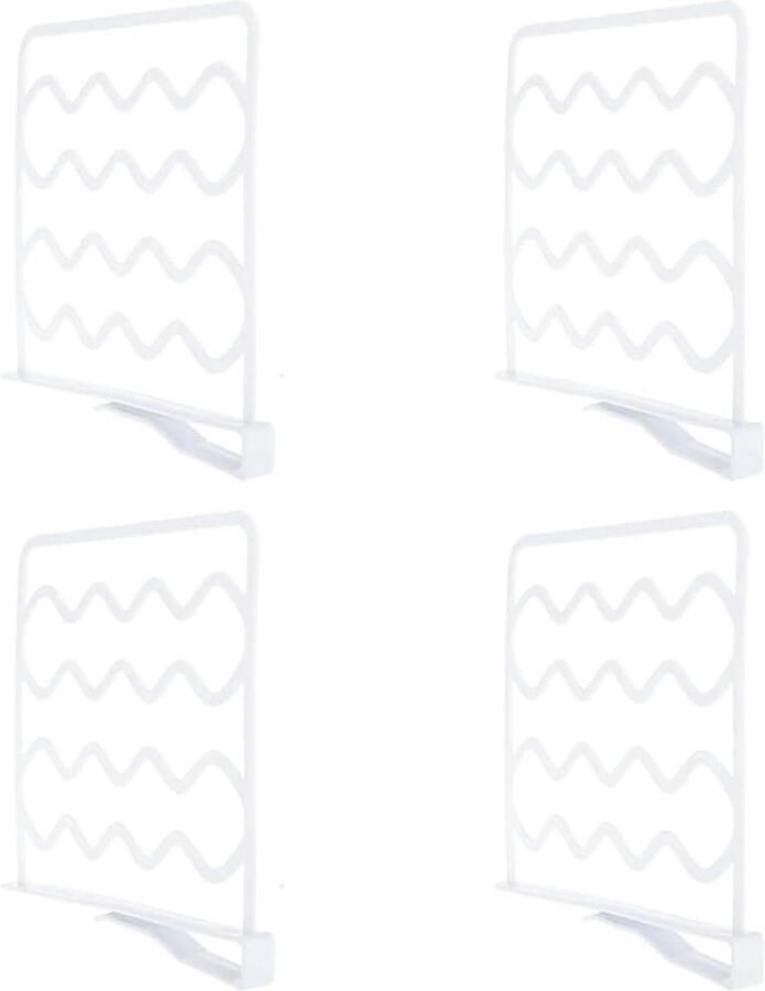 4 Stuks PP Plastic Shelf Dividers Wave Shelf Organizer Verwijderbare Shelf Divider voor Kledingkasten Wit