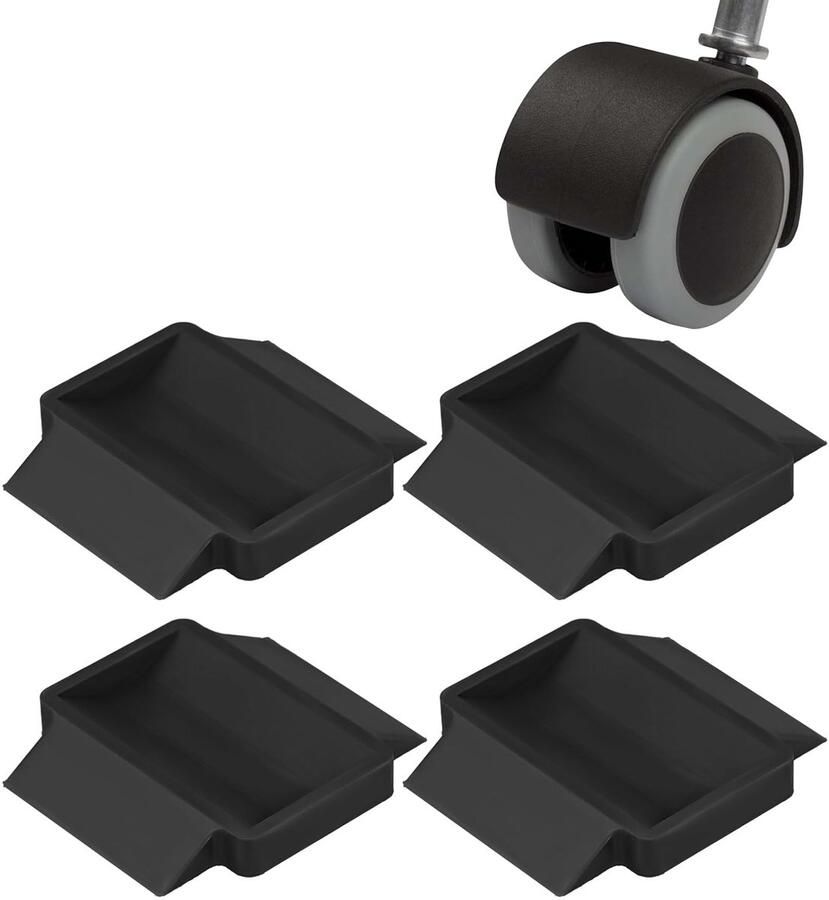 4pcs Silicone Casters Furniture Cups for Wheels Bed Stoppers Furniture Wheel Stoppers to Prevent Shifting Furniture Floor Gripper Pads for All Furniture Wheels (Black)