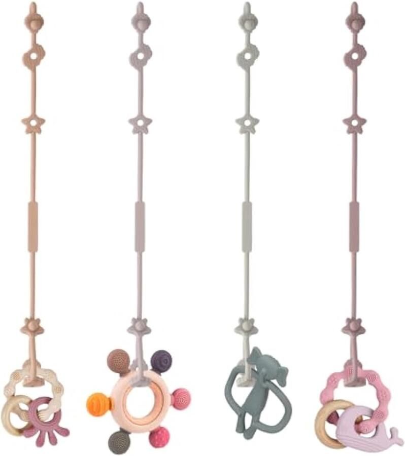 4PCS Veiligheidsriemen voor speelgoed siliconen veiligheidsriem siliconen speenketting drinkbekerriem veiligheidsriem voor aan kinderwagens en kinderstoelen