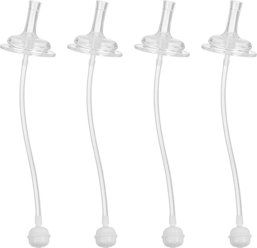 4pcs Weighted Silicone Straws for Wicker Feeding Bottle Replacement Wide Mouth Straw Transparent